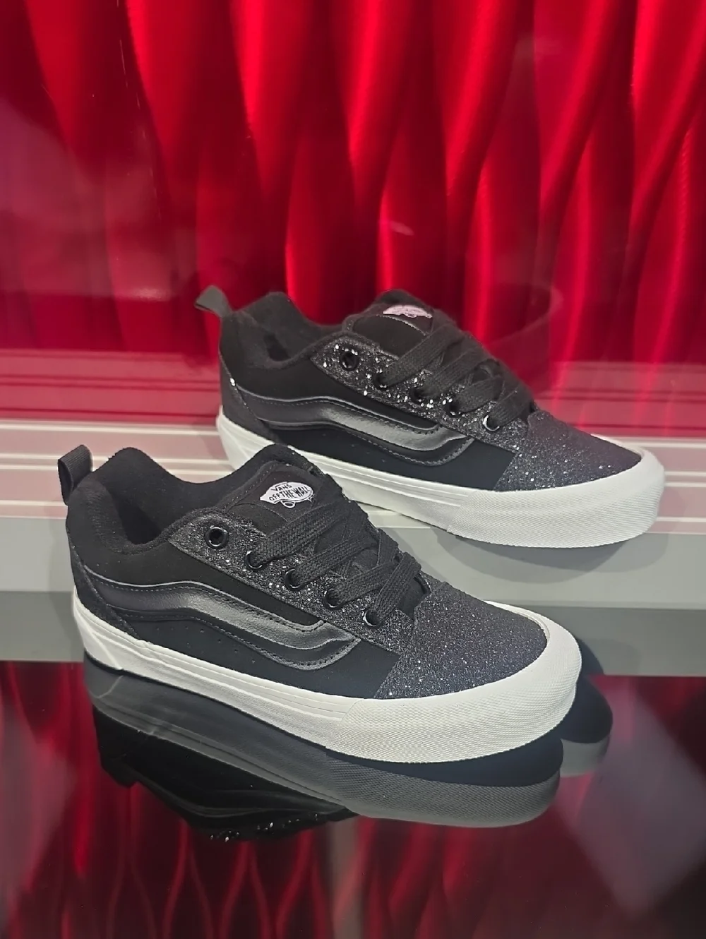 Vans Knu Skool Dazzled Black Glitter Kids Shoes Size 4.0 Junior New With Box